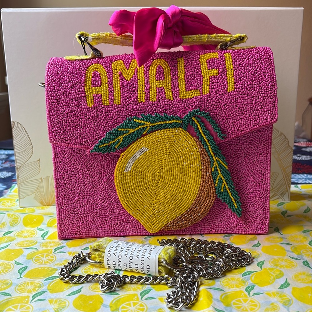 Pink Beaded Amalfi Lemon Handbag - Picture 3 of 16